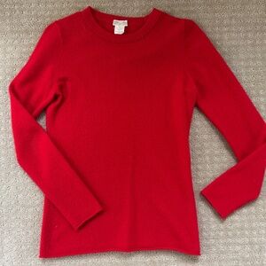J. Crew Cashmere Crewneck Sweater, Bright Poppy (Red), Size Small